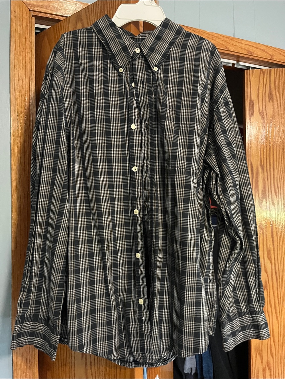 Basic Editions Black and White Plaid Button-Down Shirt